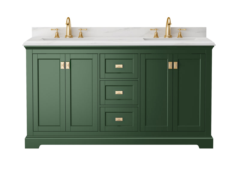 Vanity Sink Combo featuring a Marble Countertop, Bathroom Sink Cabinet, and Home Decor Bathroom Vanities - Fully Assembled Green 60-inch Vanity with Sink 23V02-60VG