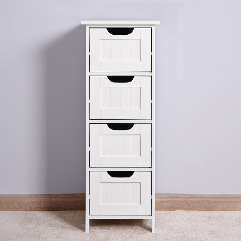 White Bathroom Storage Cabinet, Freestanding Cabinet with Drawers