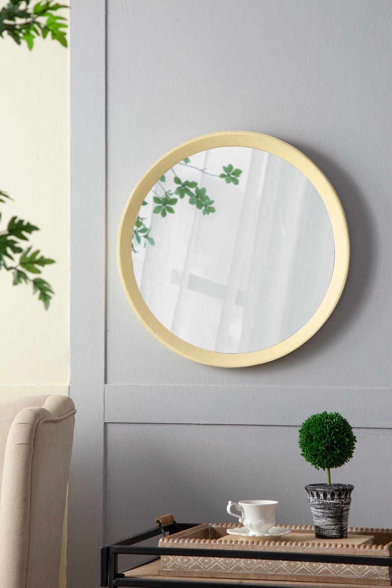 D20x1.5"Transitional Decor Style Mango Wood Wall Mirror Wall Decor with Frame of Solid Mango Wood for Bathroom,Entryway Console Lean Against Wall