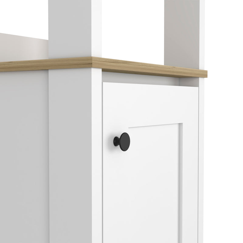 Linen Cabinet Jannes, Two Open Shelves, Single Door, Light Oak / White Finish