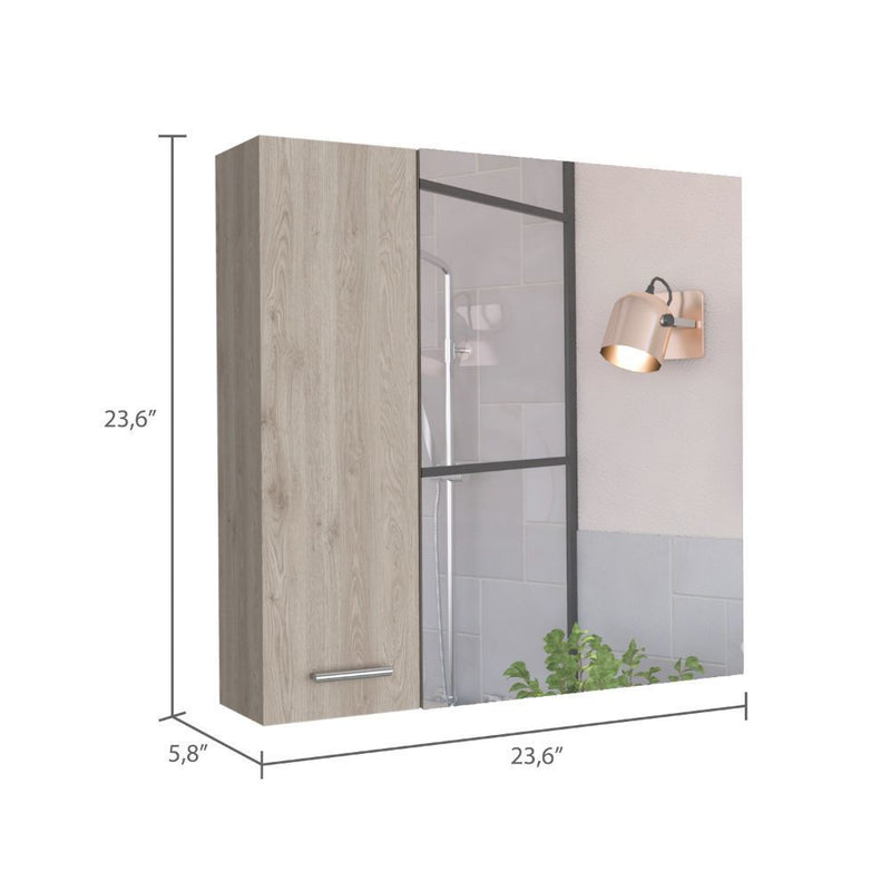 Medicine Cabinet Prague, Four Internal Shelves, Single Door, Light Gray Finish