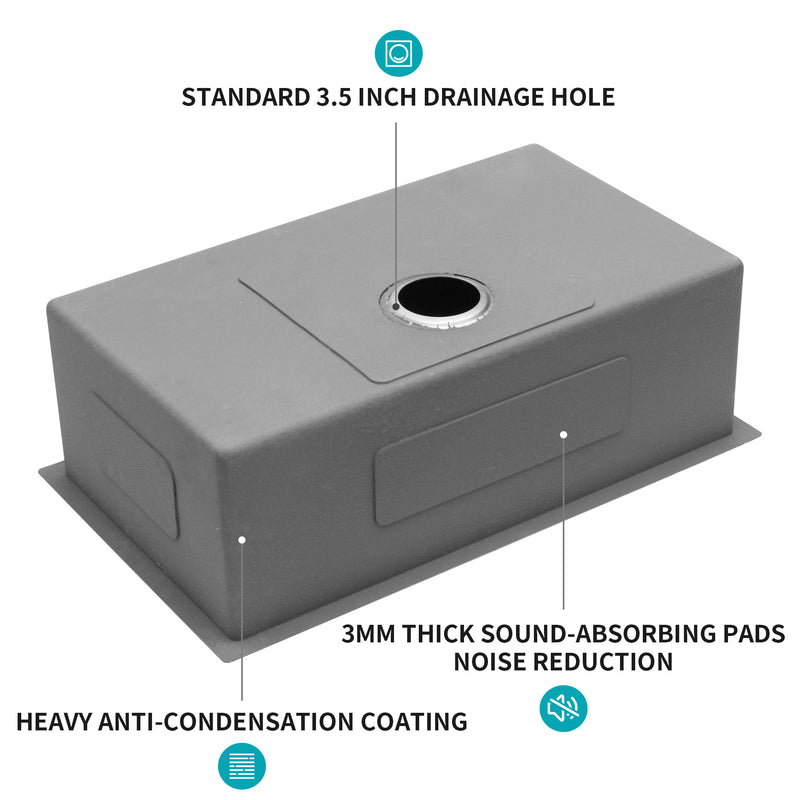 33 Inch Undermount Sink - 33"x19"x10" Undermount Stainless Steel Kitchen Sink 16 Gauge 10 Inch Deep Single Bowl Kitchen Sink Basin