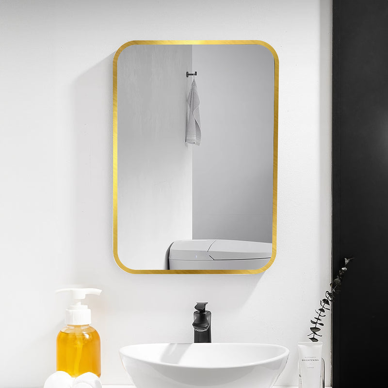 20*28 inch  Mirror Hangs Horizontally or Vertically Gold Metal Framed Bathroom Mirror