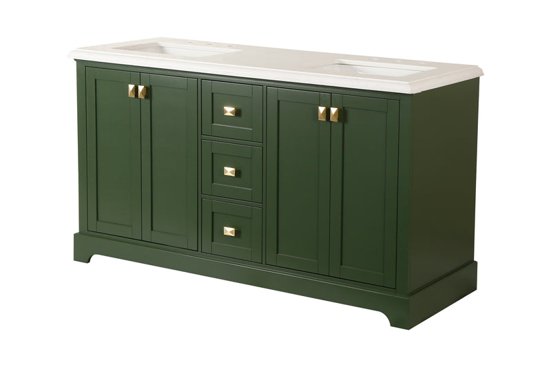 Vanity Sink Combo featuring a Marble Countertop, Bathroom Sink Cabinet, and Home Decor Bathroom Vanities - Fully Assembled Green 60-inch Vanity with Sink 23V02-60VG