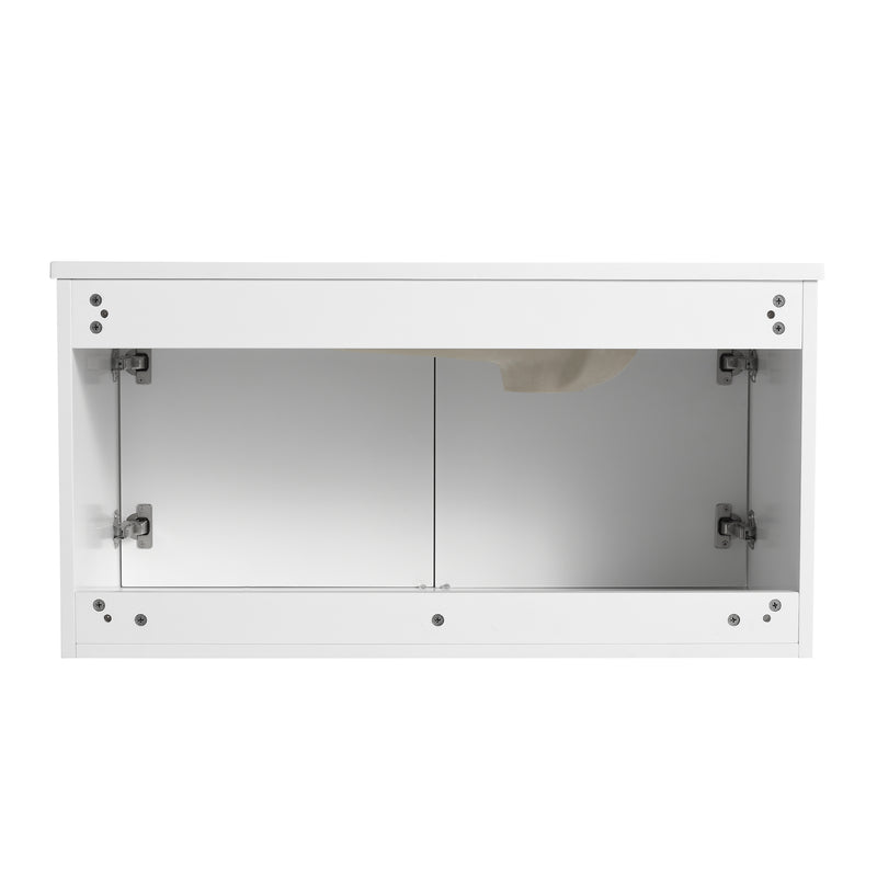 36 Inch Wall Mounted  Bathroom Vanity With Sink, Soft Close Doors (KD-PACKING)