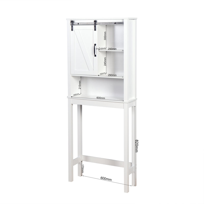 Over-the-Toilet Storage Cabinet, Space-Saving Bathroom Cabinet, with Adjustable Shelves and A Barn Door 27.16 x 9.06 x 67 inch