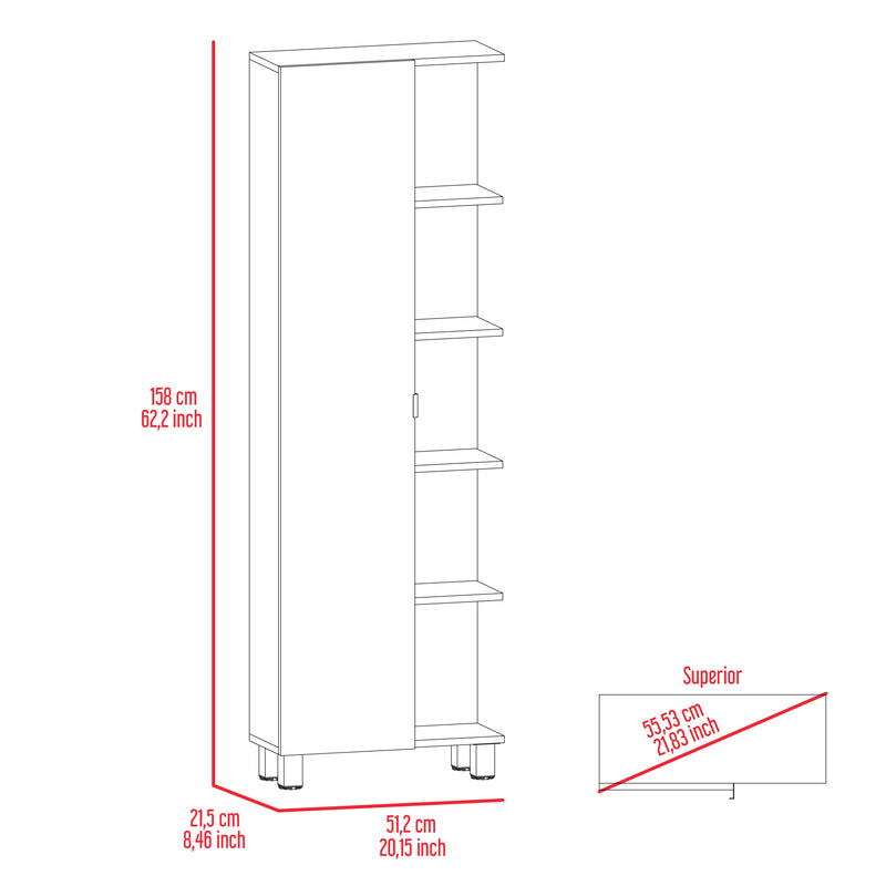 Portland 5-Shelf Linen Cabinet Light Grey