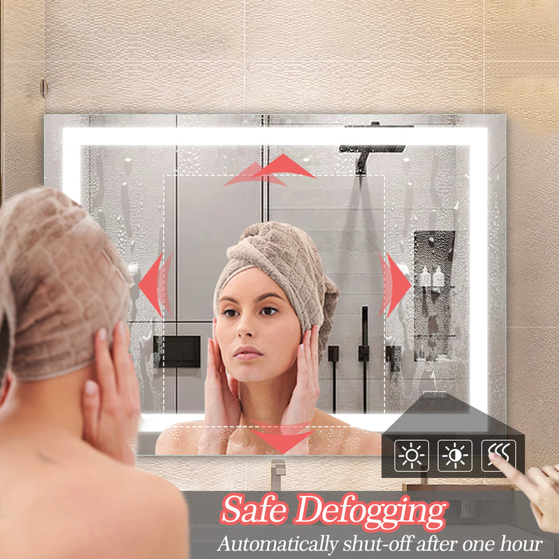 LED Bathroom Mirror 48x 36  Inch with lights, anti-Fog & Dimming Led Bathroom Vanity Mirror