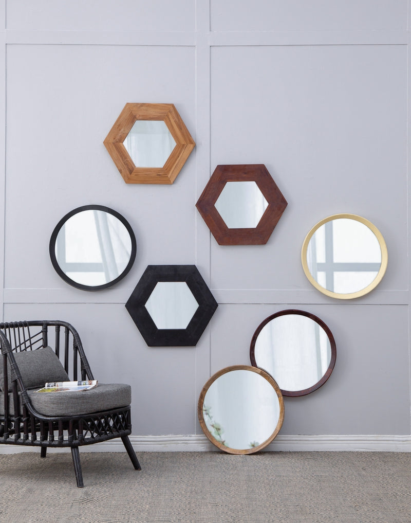 D20x1.5"Transitional Decor Style Mango Wood Wall Mirror Wall Decor with Frame of Solid Mango Wood for Bathroom,Entryway Console Lean Against Wall