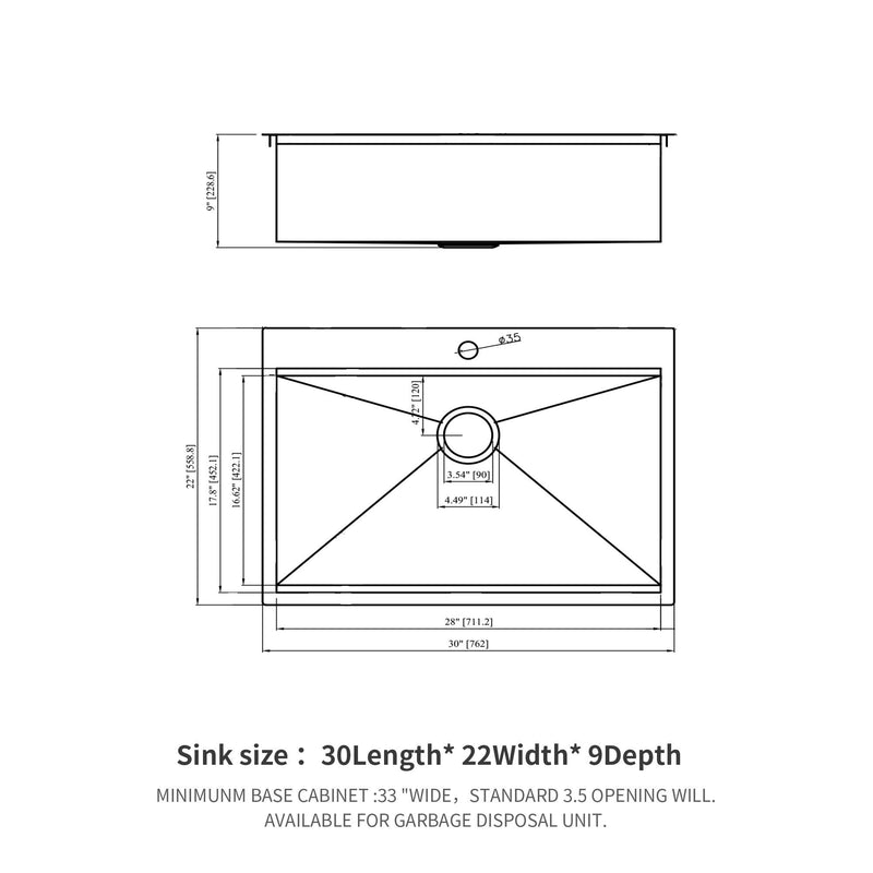 30 Drop In Kitchen Sink -  30 inch Kitchen Sink Topmount Ledge Workstation 18 Gauge Stainless Steel Single Bowl Kitchen Sink