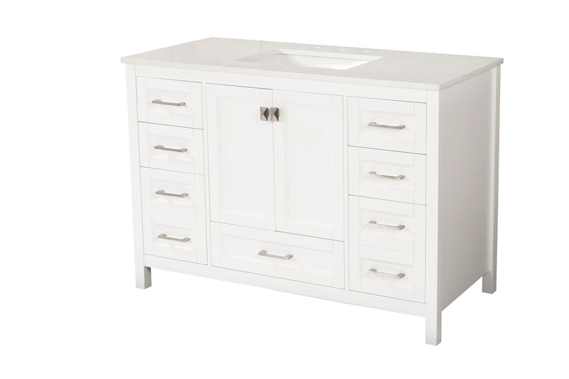 Vanity Sink Combo featuring a Marble Countertop, Bathroom Sink Cabinet, and Home Decor Bathroom Vanities - Fully Assembled White 48-inch Vanity with Sink 23V03-48WH