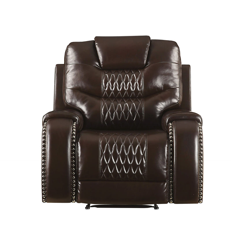 Braylon Recliner (Power Motion), Brown PU