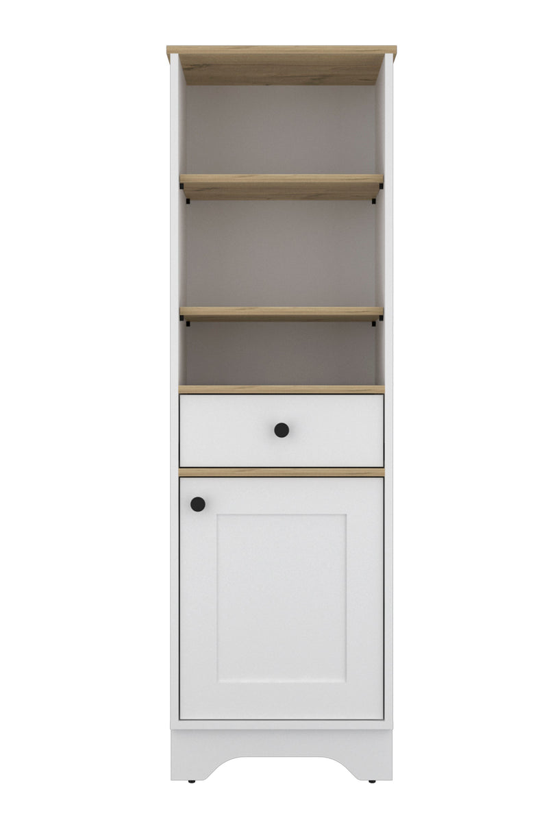 Andalusia 1-Drawer 3-Shelf Linen Cabinet Light Oak and White