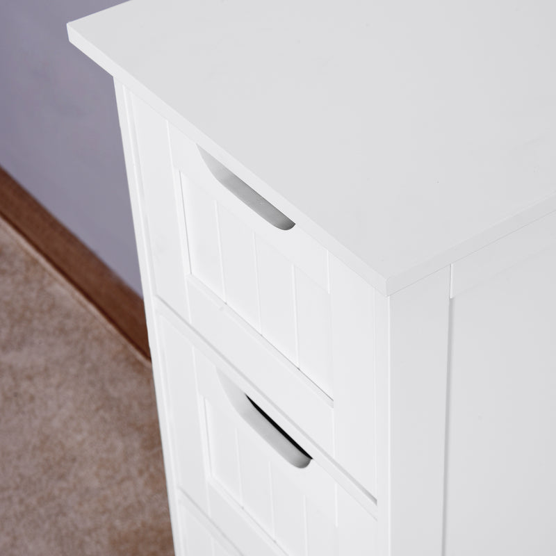 White Bathroom Storage Cabinet, Freestanding Cabinet with Drawers