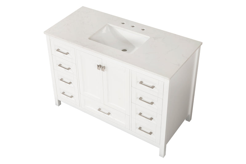 Vanity Sink Combo featuring a Marble Countertop, Bathroom Sink Cabinet, and Home Decor Bathroom Vanities - Fully Assembled White 48-inch Vanity with Sink 23V03-48WH