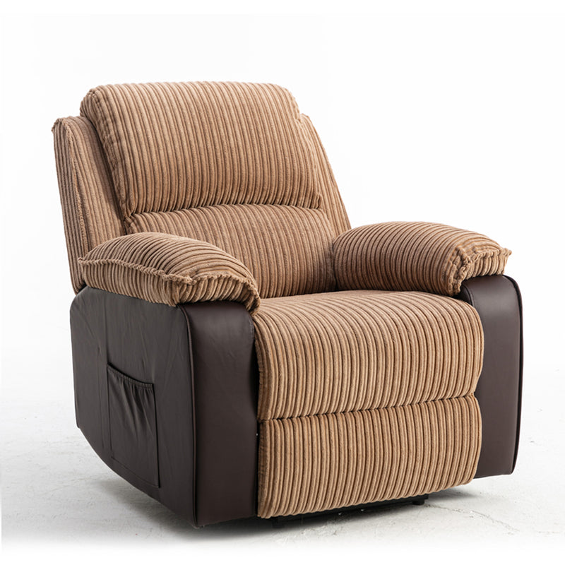 Brown Fabric Recliner Chair  Theater Single Recliner Thick Seat and Backrest, suitable for living room, side bags Electric sofa chair, electric remote control.The angle can adjust freely