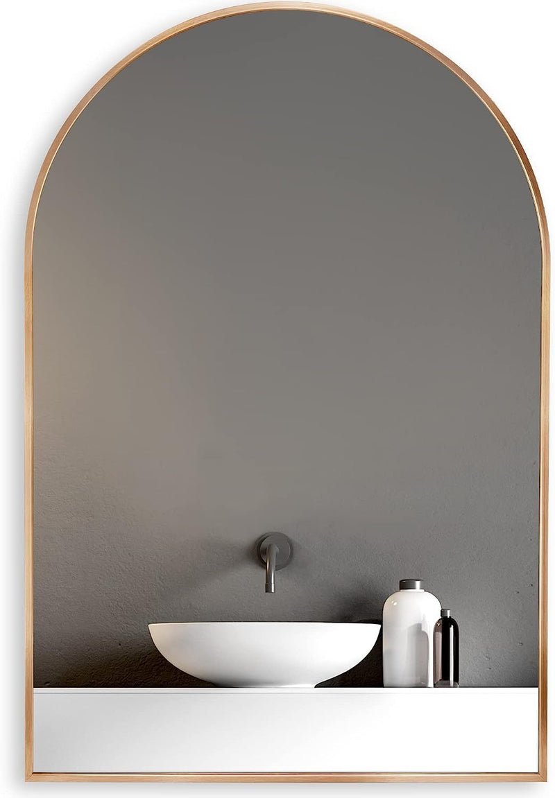 Gold 20x30 INCH Metal Arch Barhroom mirror