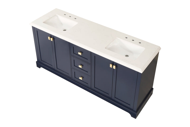 Vanity Sink Combo featuring a Marble Countertop, Bathroom Sink Cabinet, and Home Decor Bathroom Vanities - Fully Assembled Blue 72-inch Vanity with Sink 23V02-72NB