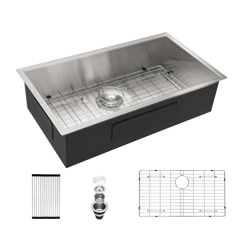 33 Inch Undermount Sink - 33"x19"x9" Undermount Stainless Steel Kitchen Sink 18 Gauge 9 Inch Deep Single Bowl Kitchen Sink Basin