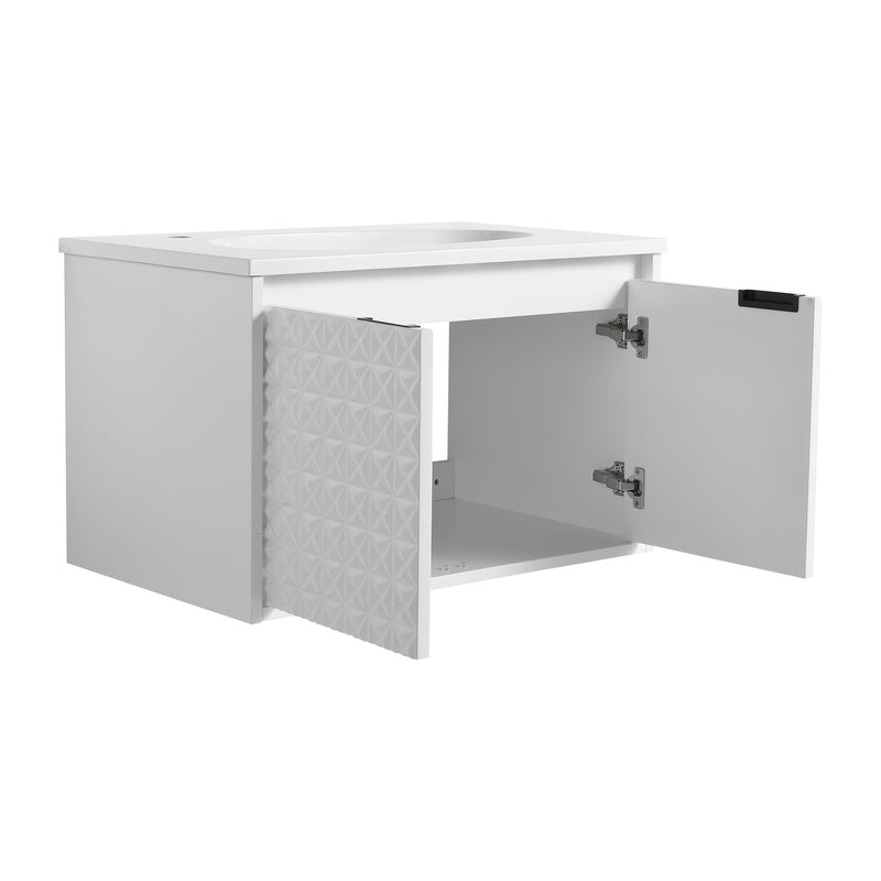 30 Inch Wall Mounted  Bathroom Vanity With Sink, Soft Close Doors, For Small Bathroom (KD-PACKING)