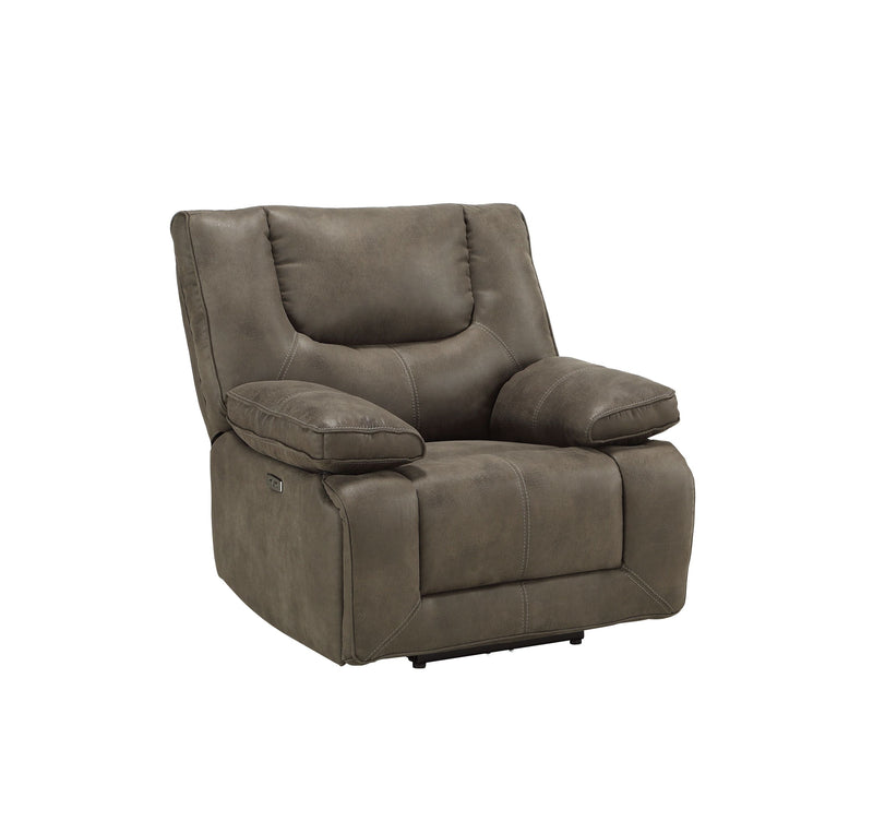 Harumi Recliner (Power Motion), Gray Leather-Aire