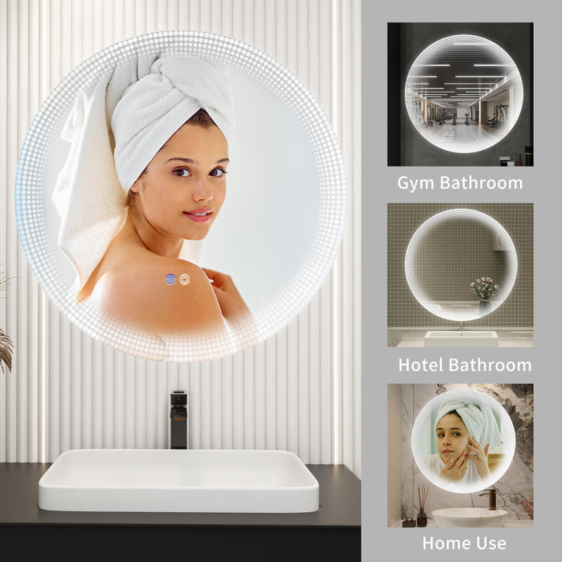 24 Inch Switch-Held Memory LED Mirror, Wall-Mounted Vanity Mirrors, Bathroom Anti-Fog Mirror, Dimmable Bathroom Mirror