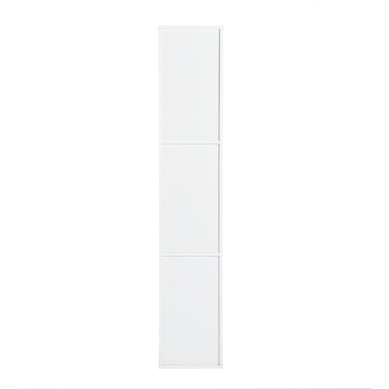 White Bathroom Storage Cabinet with Shelf Narrow Corner Organizer Floor Standing (H63 6 Shelves 2 Door)