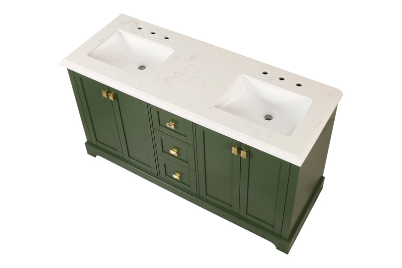 Vanity Sink Combo featuring a Marble Countertop, Bathroom Sink Cabinet, and Home Decor Bathroom Vanities - Fully Assembled Green 60-inch Vanity with Sink 23V02-60VG