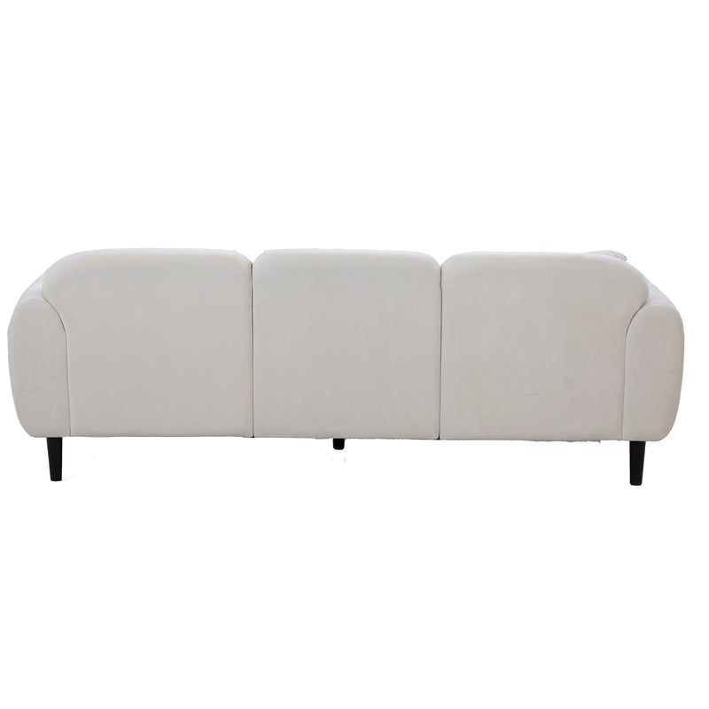 Mid Century Modern 3 seater Couch Velveteen sofa with solid wood leg  for Living Room, bedroom, livingroom Beige