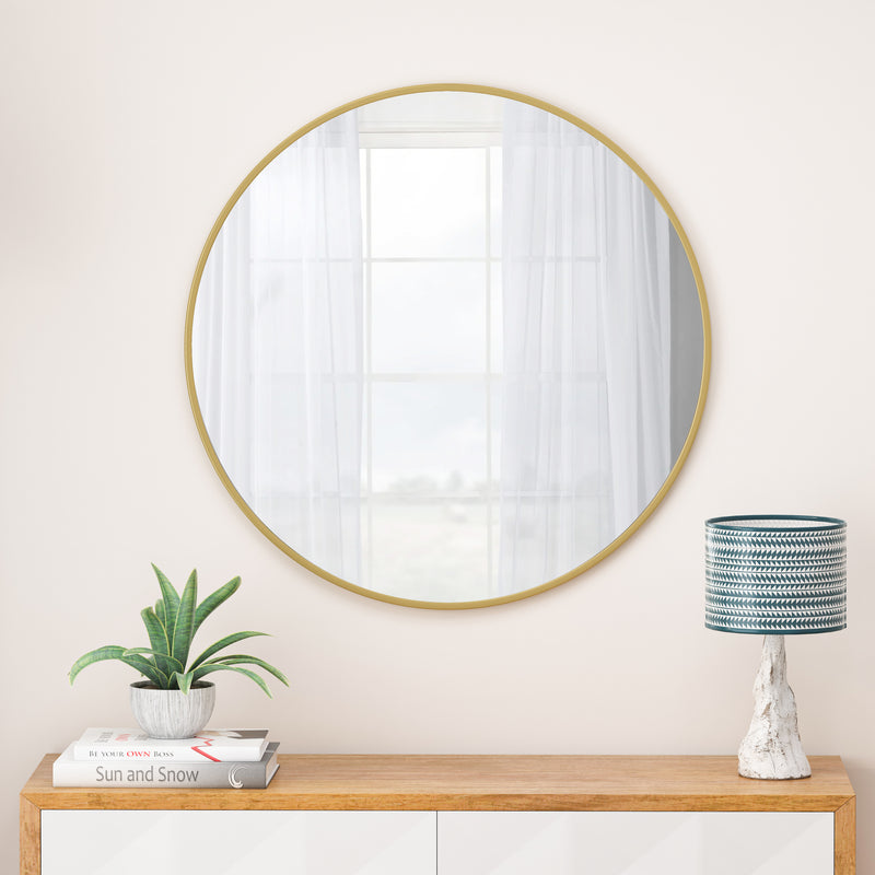 Wall Mirror 48 Inch Oversized Big Size Gold Circular Mirror Metal Framed Mirror Round Vanity Mirror Dressing Mirror, for Bathroom, Living Room, Bedroom Wall Decor