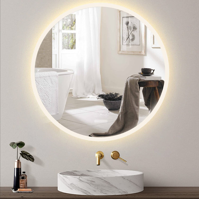 24 inch Acrylic LED Round mirror  anti fog switch Touch bathroom,bedroom