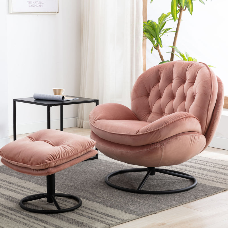 Accent chair TV Chair Living room Chair Pink sofa with Ottoman