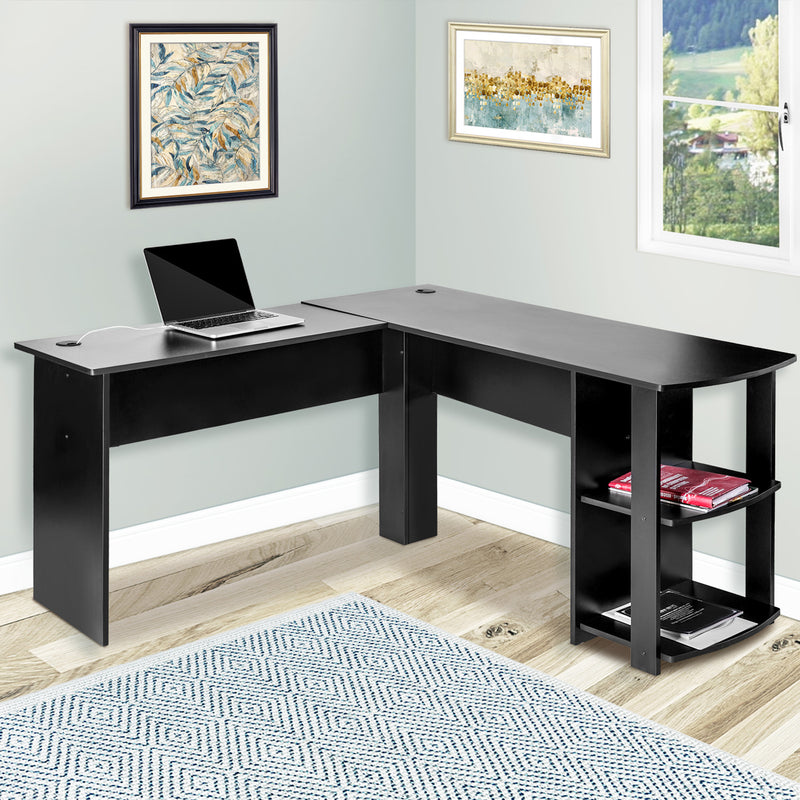 L-Shapped Desk Office——Storage Shelf /PC Table Workstation Writing Table/Maximize office space