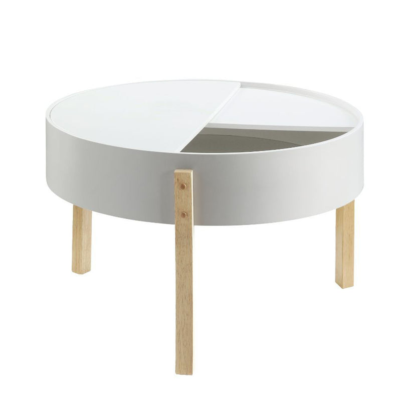 Round Coffee Table with Storage in White