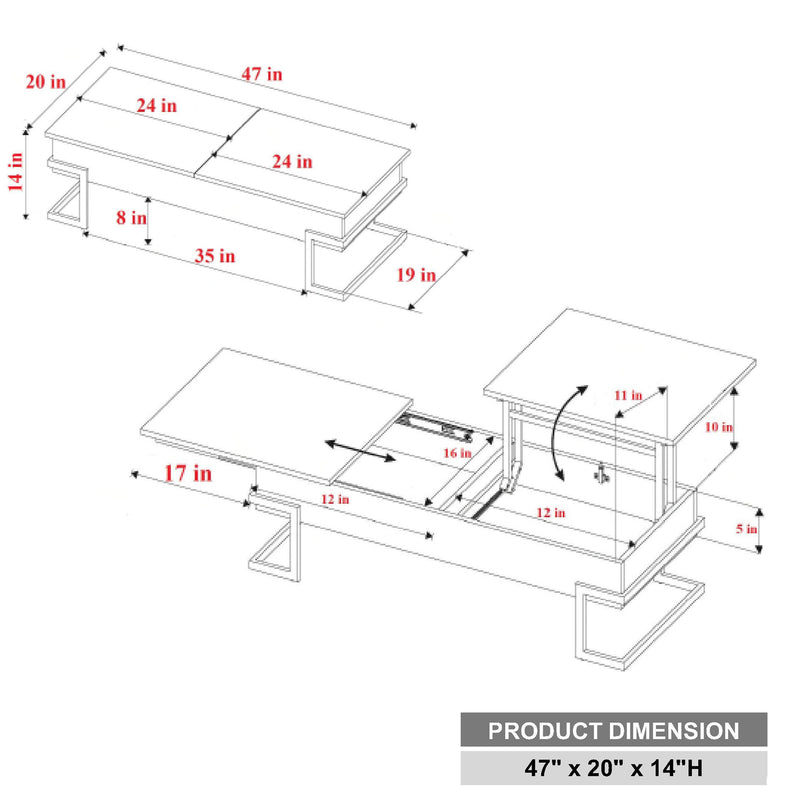 Coffee Table in White , Black