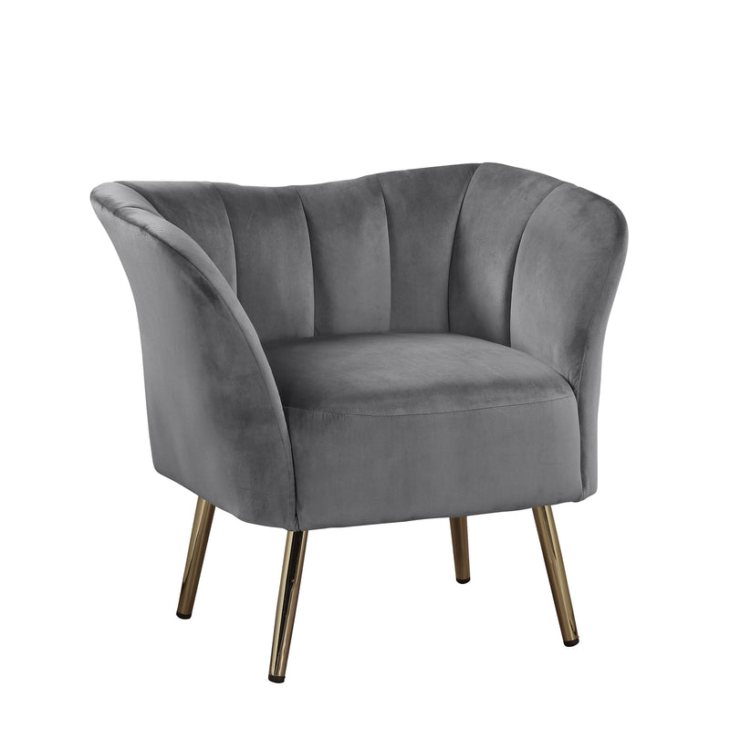 Accent Chair, Gray Velvet & Gold