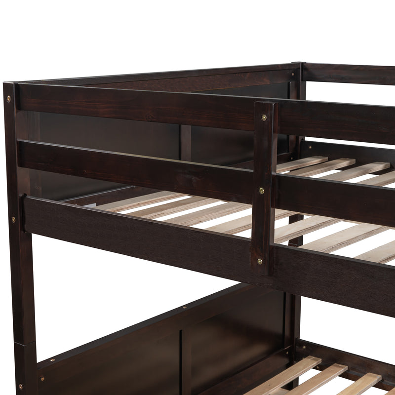 Full Over Full Bunk Bed with Twin Size Trundle, Espresso