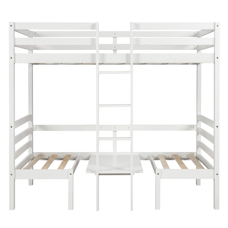 Functional Loft Bed (turn into upper bed and down desk，cushion sets are free), Twin Size, White