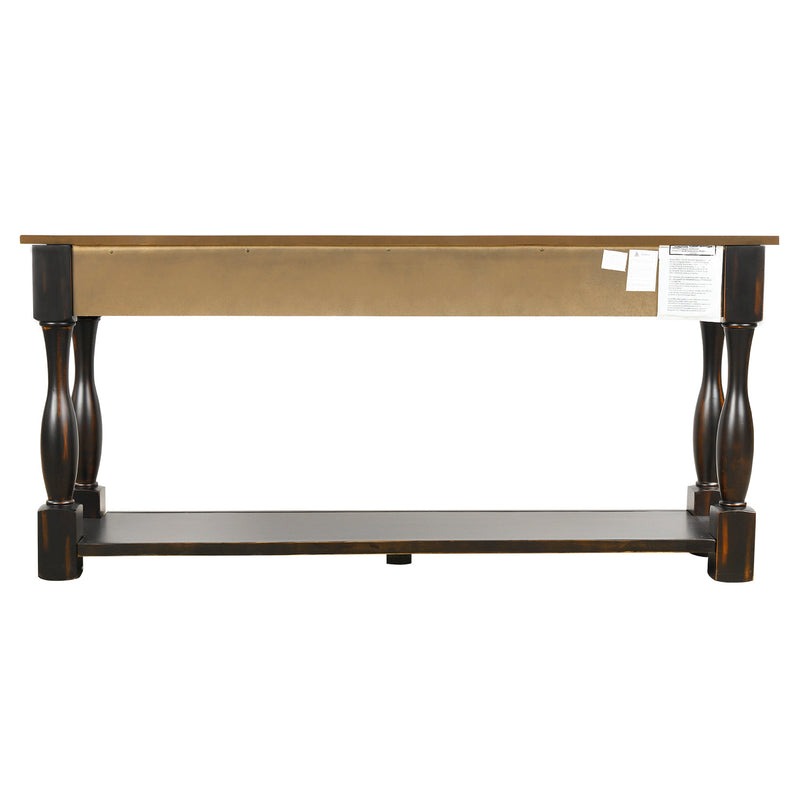 Console Table 64" Long Sofa Table Easy Assembly with Drawers and Shelf for Entryway, Hallway, Living Room, Black, White