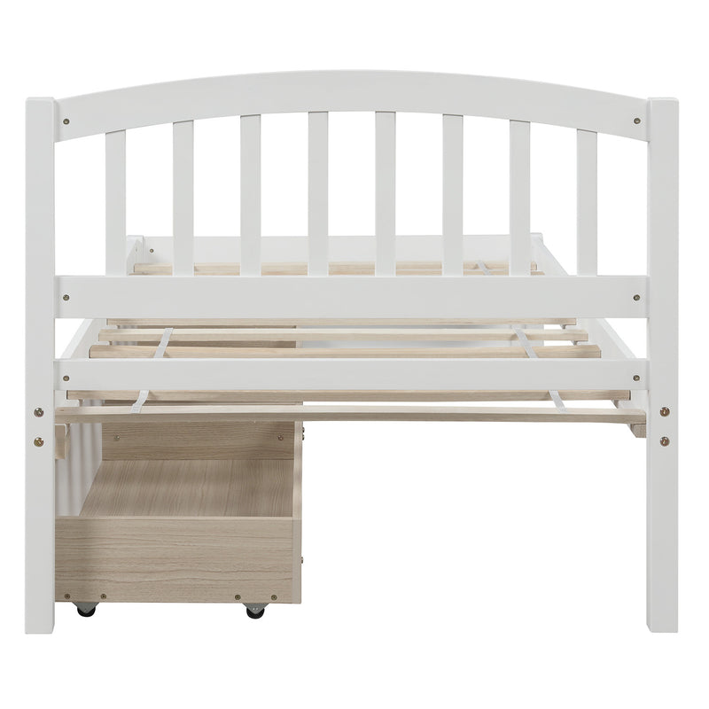 Twin Platform Storage Bed Wood Bed Frame with Two Drawers and Headboard