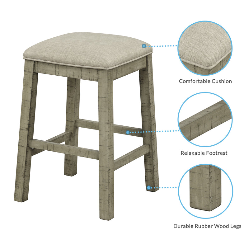 4 Pieces Counter Height Table with Fabric Padded Stools,Rustic Bar Dining Set with Socket