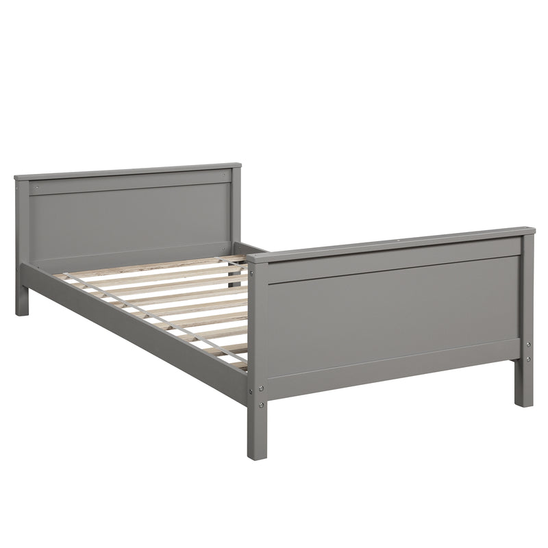 Twin over Twin Bed with Drawers and Shelves for Kids, White,Gray