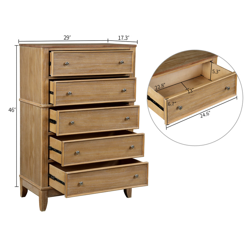 5 Drawers Chest Solid Wood Cabinet