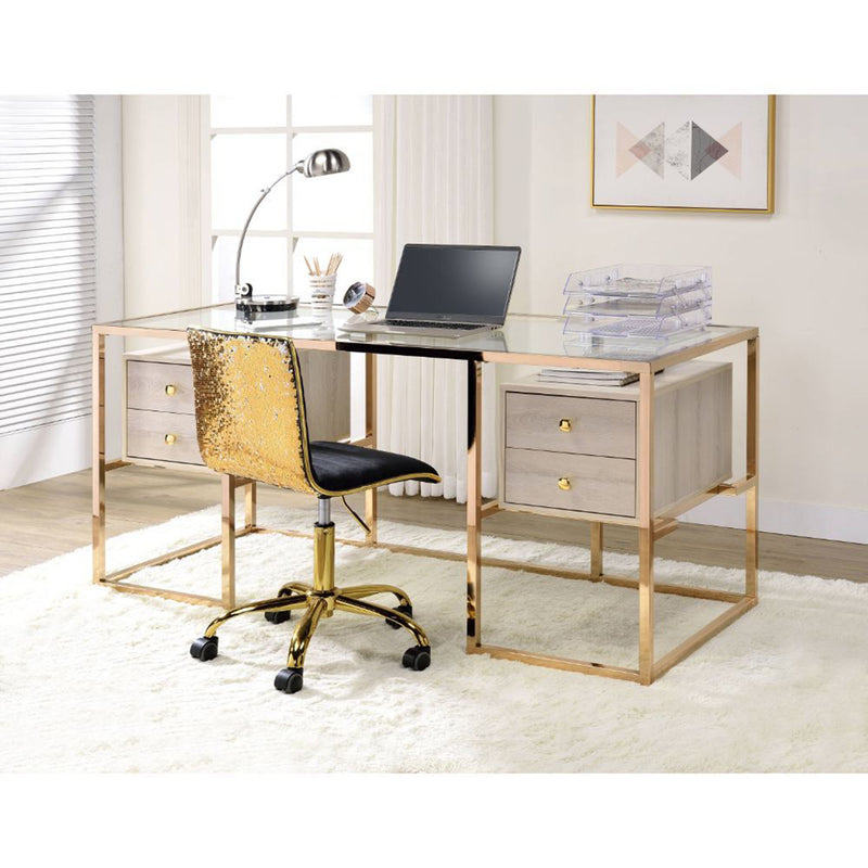 Desk, Clear Glass & Gold