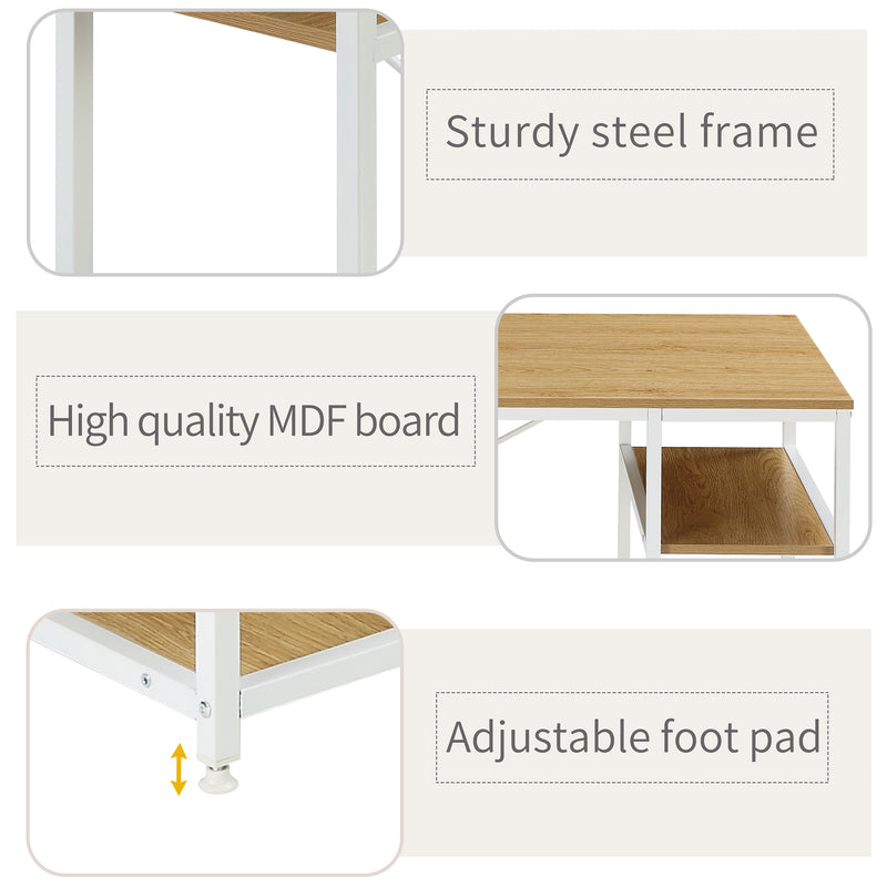 Home Office computer desk——Steel frame and MDF board/5 tier open bookshelf/Plenty storage space