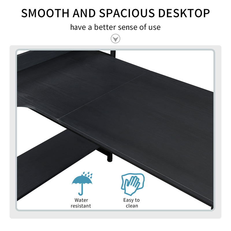 Home Office computer desk——Steel frame and MDF board/5 tier open bookshelf/Plenty storage space