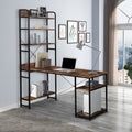 Home Office computer desk——Steel frame and MDF board/5 tier open bookshelf/Plenty storage space