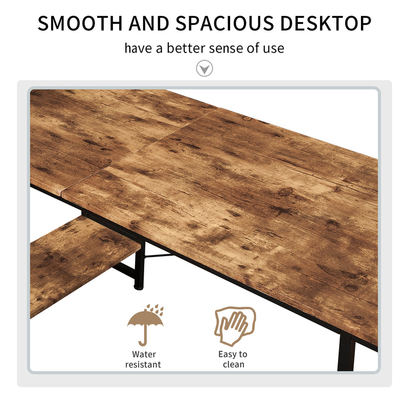 Home Office computer desk——Steel frame and MDF board/5 tier open bookshelf/Plenty storage space