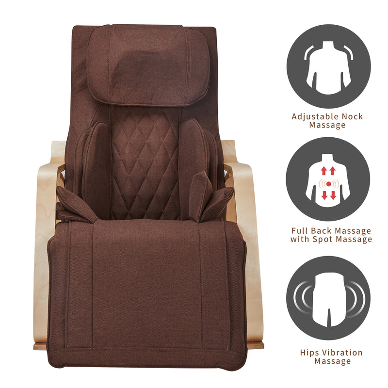 Comfortable Relax Rocking Chair, Lounge Chair Relax Chair with Cotton Fabric Cushion Brown