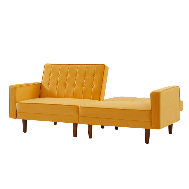 Yellow split sofa